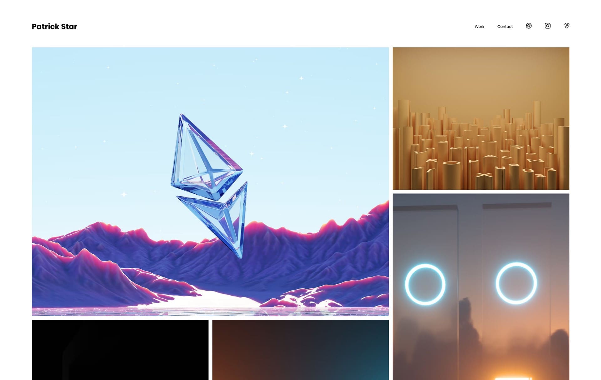 A thumbnail displaying 3D artist portfolio website.