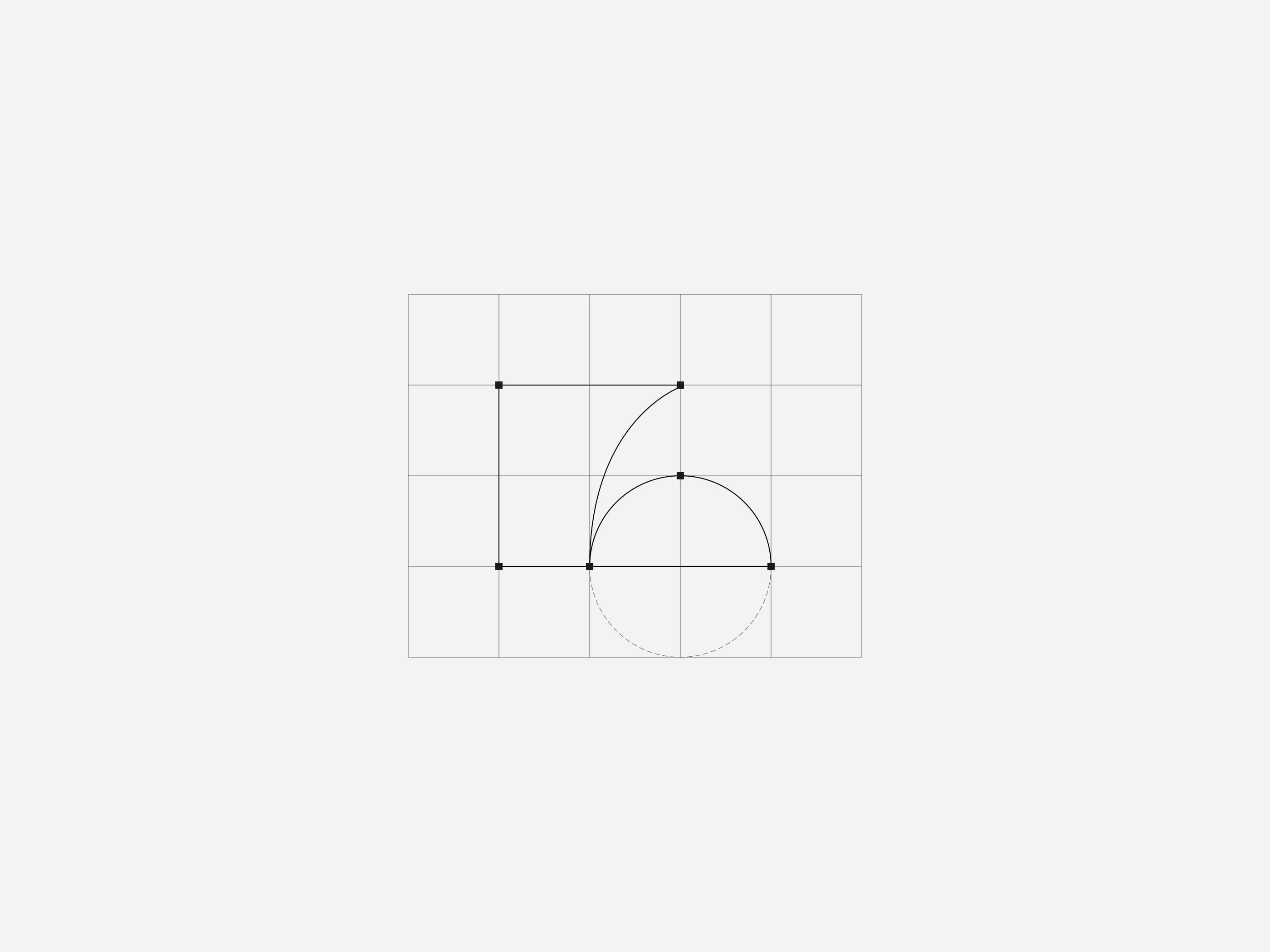 A minimalist grid displays the CURV logo in thin black lines. Points on the grid highlight precise geometric construction.