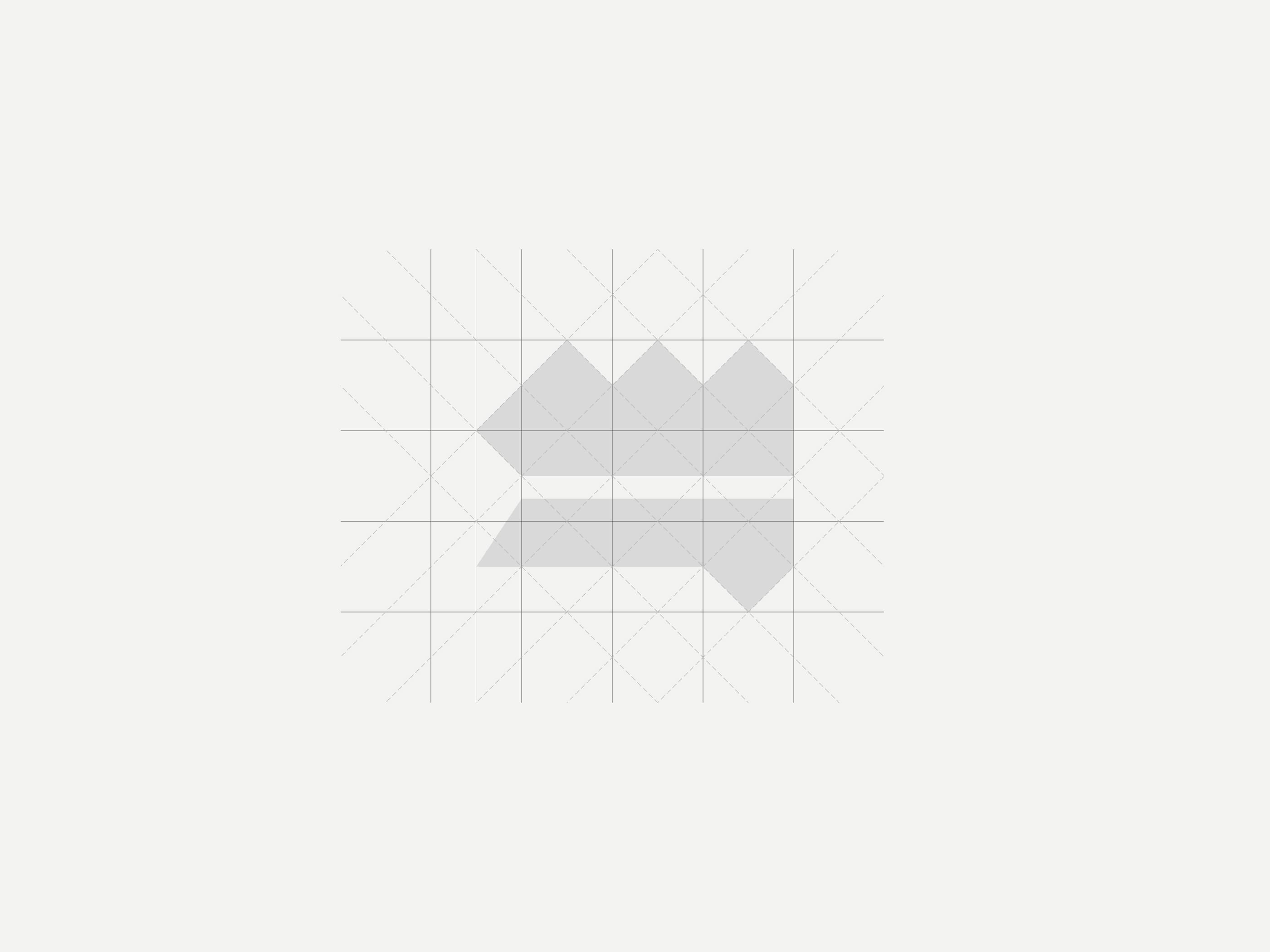 A set of light gray geometric shapes arranged in a minimalist grid on a white background showing the anatomy of the Westforge logo. Conveys a modern and orderly design.