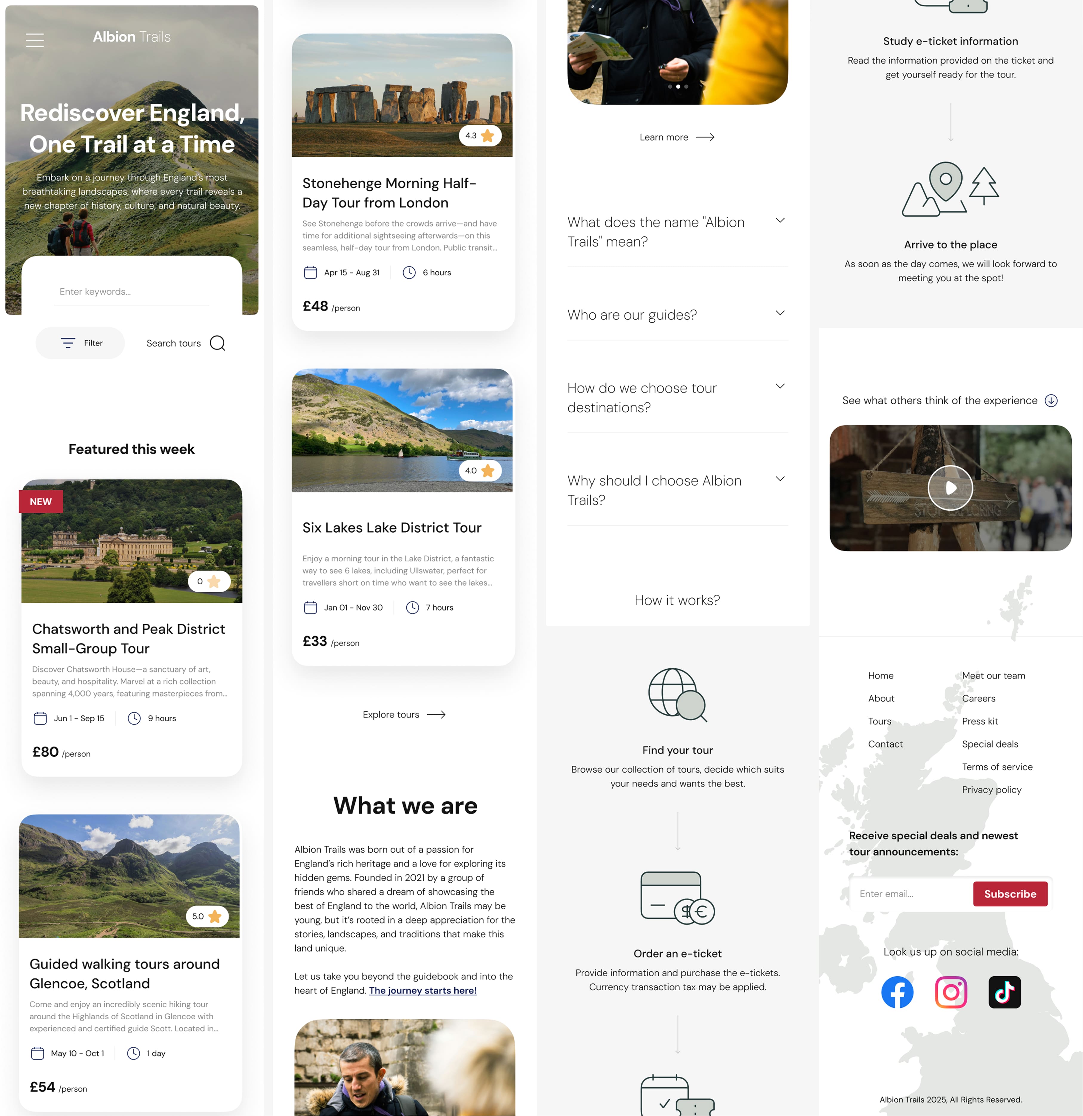 Homepage of a tour service - smartphone breakpoint.